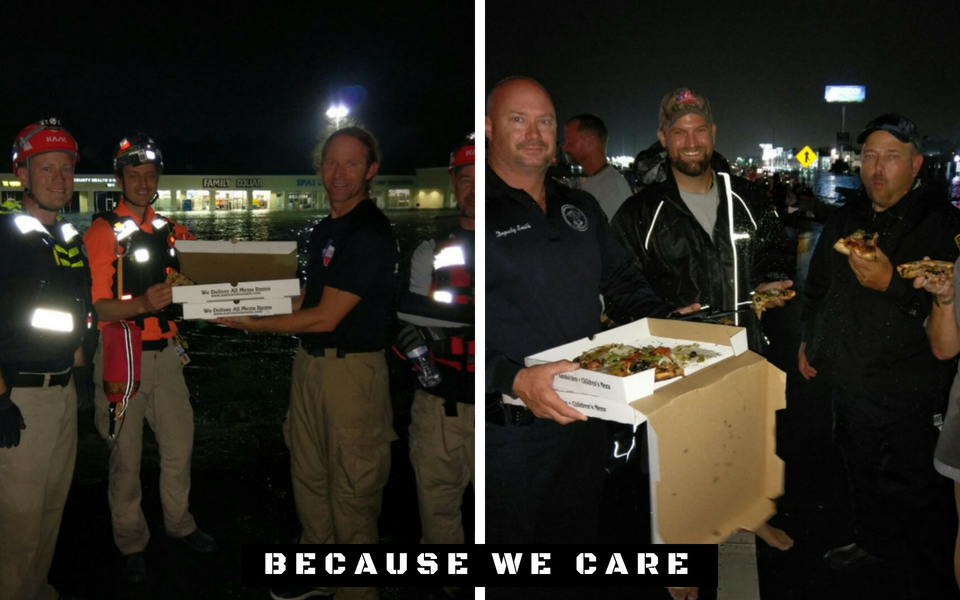 Ace of Galveston giving pizza to first responders